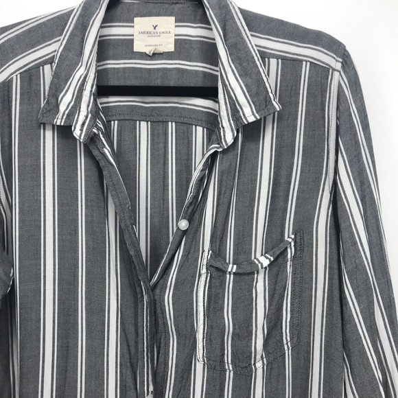 American eagle button down shirt striped large